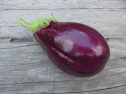 Shiny purple Topak Adana eggplant on wood